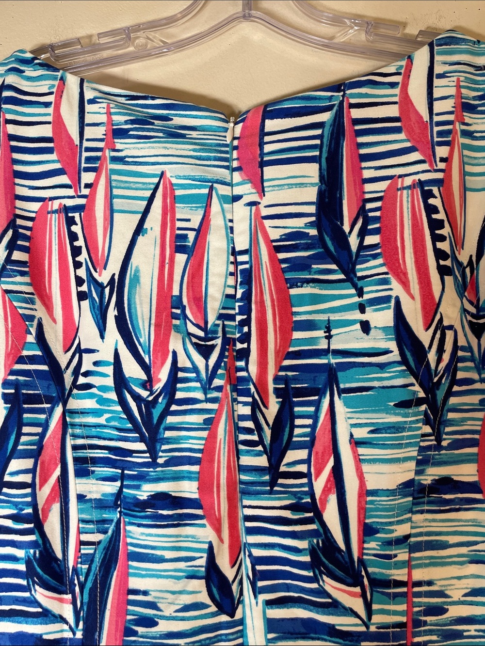 Pappagallo Bahama Blue Multi Sleeveless Sailboat Fit & Flare Dress. 16. NWT. - Picture 9 of 11